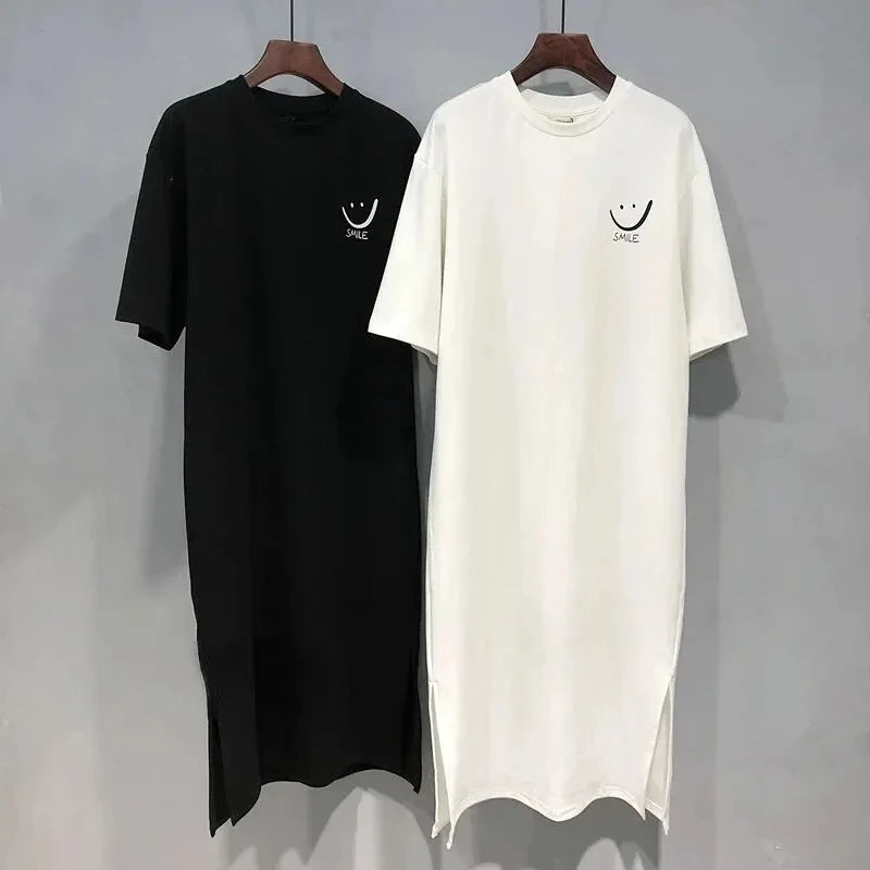 Robe T-shirt d'Été Mi-Longue Ample
