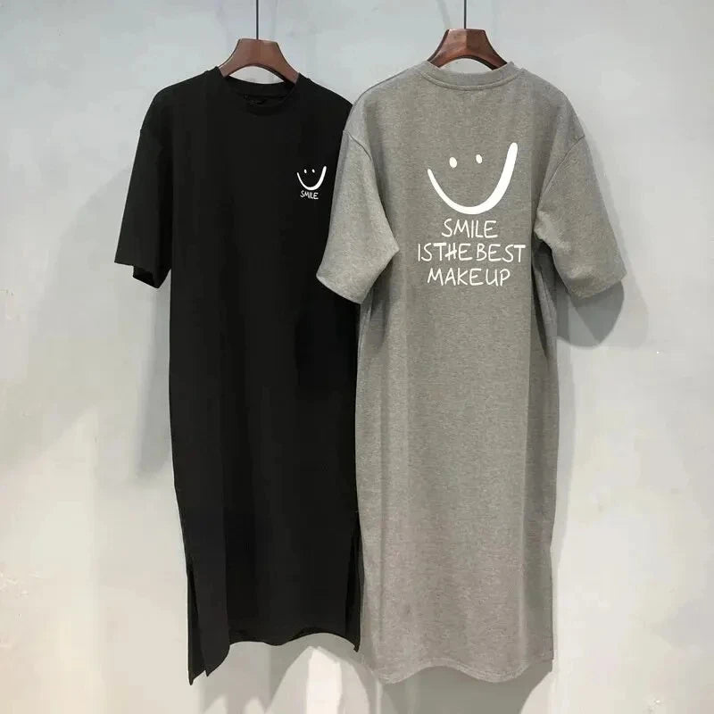 Robe T-shirt d'Été Mi-Longue Ample